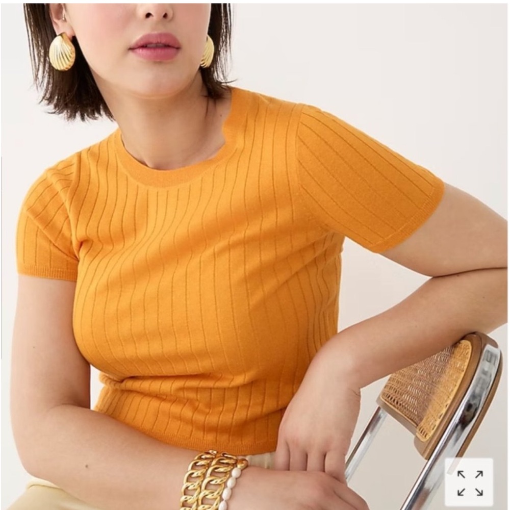 J. Crew Short Sleeve Ribbed Tee in Mustard
